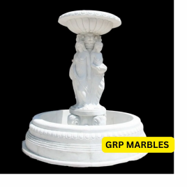 White Marble Carved Outdoor Watefall
