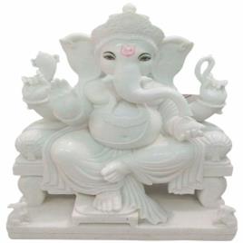 White Marble Ganesh Statue, Temple, Size/Dimension: As Par Design