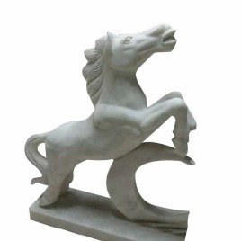 White Marble Horse Sculpture, 27 Inch