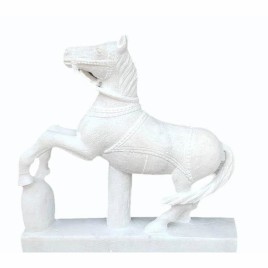 White Marble Horse Statue, For Temple Decoration, Size: 18inch (height)