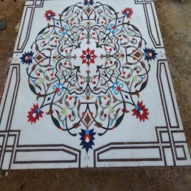 White Marble Inlay Flooring, Size: 500x500 mm