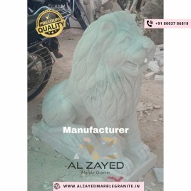 White Marble Lion Statue, For Interior Decor, Indoor