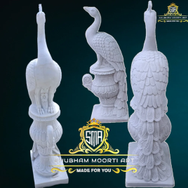 White Marble Peacock Statue, Size: 1.5 Feet