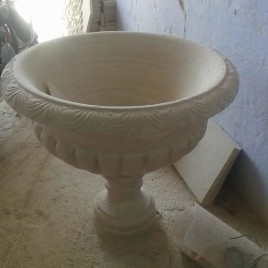 White Marble Planter, For Garden