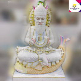 White Painted Jhulelal Marble Statue, For Worship, Size: 9 Inch To 6 Feet