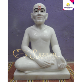 White Painted Marble Gajanan Maharaj Statue, For Worship, Size: 18 Inch