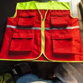 Without Sleeves Plain Unisex Red Polyester Reflective Safety Jacket
