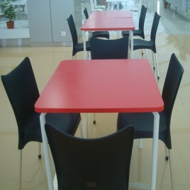 Wooden Mild Steel Cafeteria Chairs And Tables