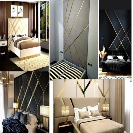 Wooden Rose Gold Streep Wall Cladding