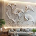 White Natural Flower Stone Wall Panel, Size: 24x24 Inches
