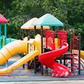 Red Plastic Frp Double Playground Slides