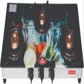 3 Burner Black Glass Top Gas Stove, For Kitchen, Size: 3x2feet