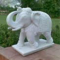 3.5Feet White Marble Elephant Statue, For Interior Decor, 4 Feet