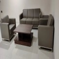 5 Seater Brown Office Sofa Set, Shape: U Shape