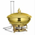 Antique Stainless steel Chafing Dish With Chowki Stand, For Hotel, Dimension: L-45cm B-45cm H-26cm