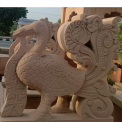 Beige Sandstone Peacock Sculpture, For Interior Decor