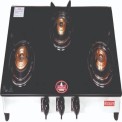 Black Glass Top Gas Stove, Stainless Steel, No of Burners: 3