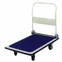 Blue And White Push Type Platform Trolley With Heavy Duty Caster Wheels