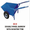 Double Wheel Barrow With Scooter Wheel, Load Capacity(kg): 100 kg