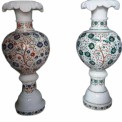 Floral Printed Marble Vase, Color: White ( Base ), Size: 2 feet ( Height )