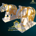 Golden Decorative Marble Elephant Statue, For Promotional Use, 2 Feet