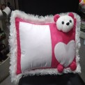 Pink sublimation teddy bear pillow
