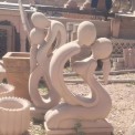 Polished Red Sandstone Couple Statues, For Exterior Decor
