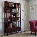 Polished Solid Wood Designer Wooden Bookshelf, Free Standing, 6 Shelves