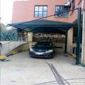 Pyramid Tensile Fabric Car Parking Shed, Paint Coated
