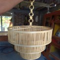Round Cane Light Lamp, Yellow