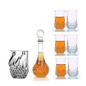 Silver Crystal Clear Glass Scotch Decanter with 6 Glasses, For Cooking Food, For Home
