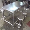 SS Finish Stainless Steel Dining Table Set, For Industrial, Size/Dimension: 1200x750x750