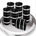 Stainless Steel ENAMEL LEMON BLACK SET WITH TRAY (7 PCS SET)
