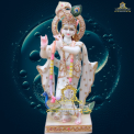 Traditional Hindu Marble Krishna Statue, For Worship