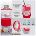 Transparent GlASS MUG WITH SILICON GRIP, 350ML