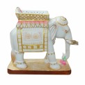 White Glossy Marble Elephant Statue, For Interior Decor, 1 Feet