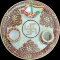 White Marble Designer Pooja Thali, 9 Inches