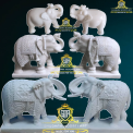 White Marble Elephant Statue, 2 Feet