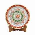 White Marble Stylish Round Plate, Design: Carving, Size: 10x10 Inch