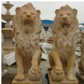 White Sandstone Lion Sculpture, For Interior Decor
