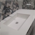 White Wall Mounted Corian Bathroom Vanity Countertops, Material: Solid surface