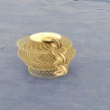 Yallow Cane Hanging Half Spherical Lamp Shade, For Outdoor Decoration